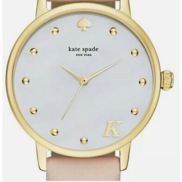 Kate Spade KSW9010 Metro Monogram K White Dial Pink Leather Strap Women's Watch - Picture 1 of 10